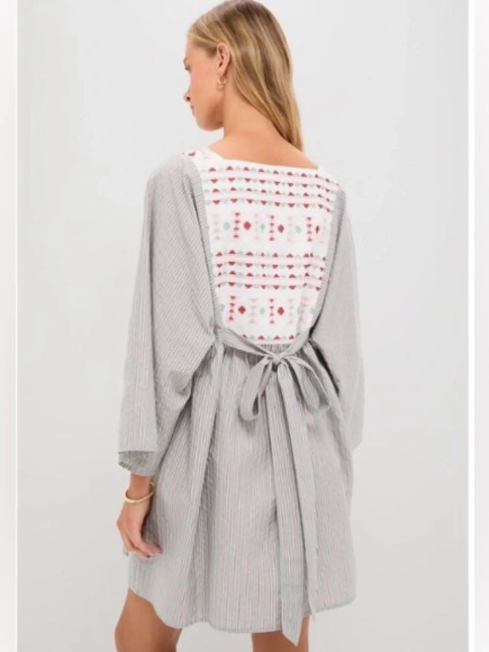 NWT TUCKERNUCK POMANDER PLACE Sage Stripe Embroidered Sadona Dress Size small - Picture 3 of 16